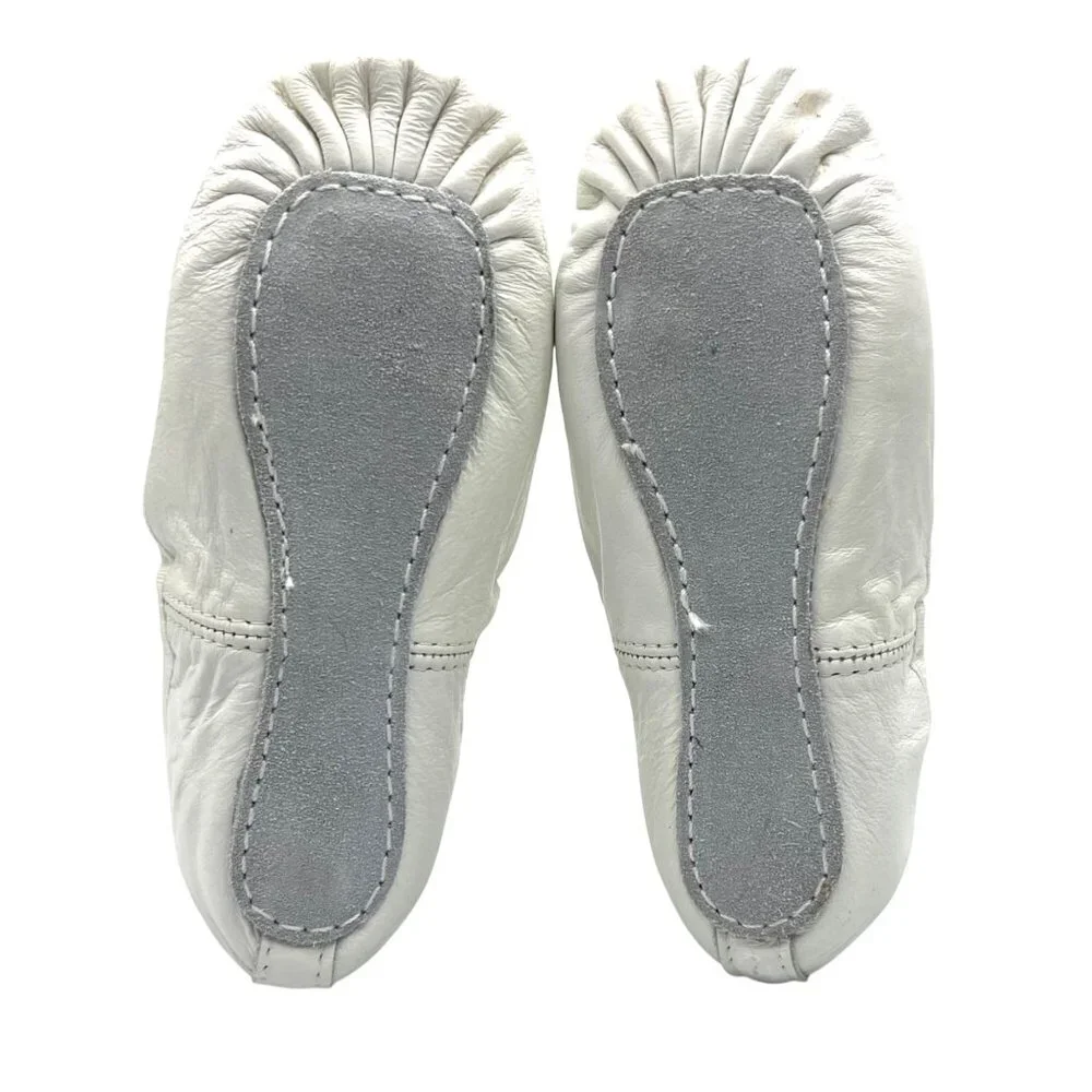 Childrens White Full Leather Ballet Shoes Dance Slippers Nyla Wedding Costume